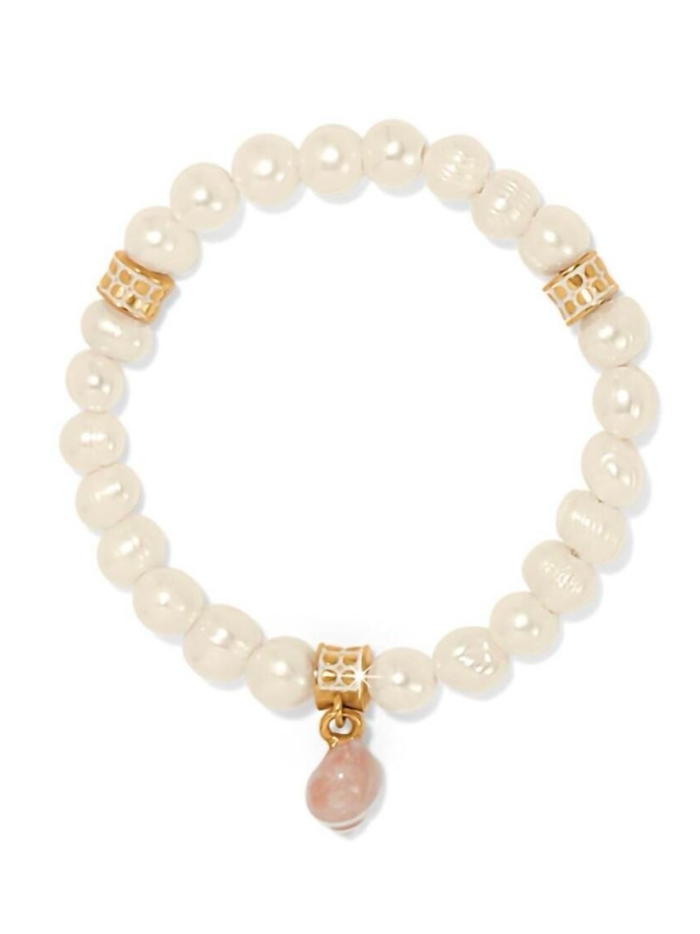 NWT Brighton women's sunset cove poli pearl stretch bracelet in gold and white